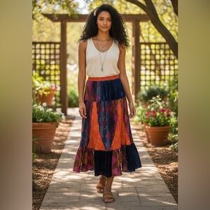 Circle T Vintage Colorful patchwork Maxi Skirt size M